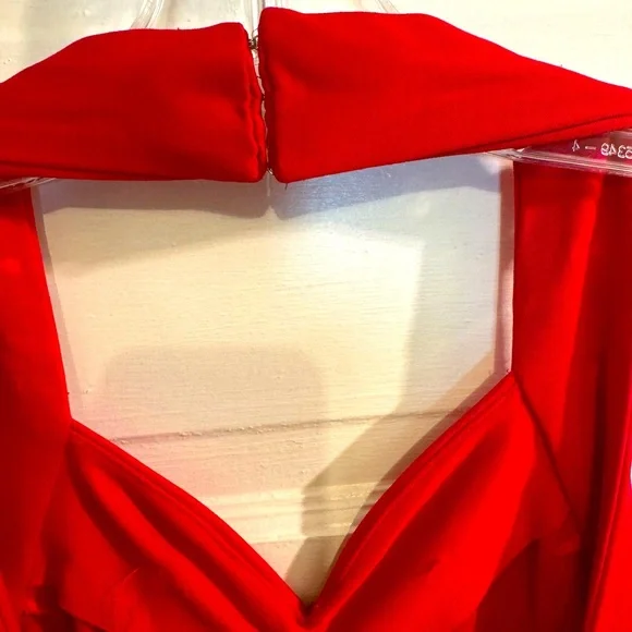 Vintage Red Tassel Halter Dress with Rhinestone Detail - Picture 4 of 11